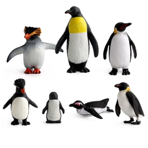 Set of 7 realistic solid penguin animal figurines for ocean museum display and educational play