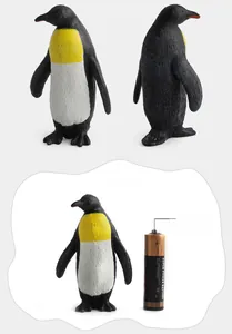 Realistic solid penguin model with detailed feather texture and size comparison