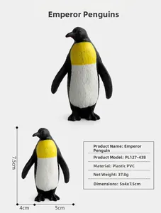 Detailed size chart of the emperor penguin model made of PVC plastic, 5x4x7.5cm