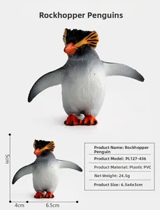 Detailed view of Crested Penguin figure with dimensions and PVC material specifications