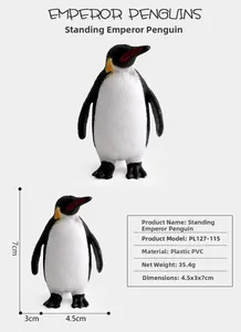 Detailed view of emperor penguin toy model with size dimensions in centimeters