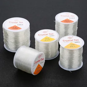 Clear elastic crystal beading cord rolls in various sizes for DIY jewelry making