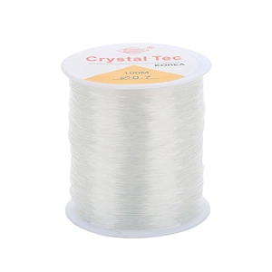 Close-up of Crystal Tec 0.7mm transparent elastic bead cord 100M for DIY jewelry making