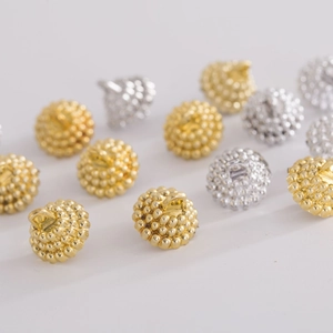 Golden and silver textured ball-shaped metal caps for Christmas ornament decoration