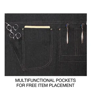 Tablier en denim résistant avec poches multifonctions et rivets métalliques renforcés