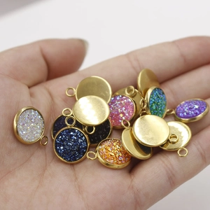 Colorful resin pendant set with golden stainless steel frames for DIY jewelry making