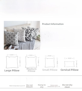Guide des tailles pour housses de coussin nordiques avec dimensions et soins de lavage