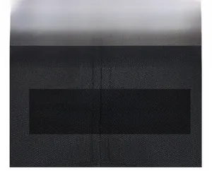Close-up of breathable black canvas fabric texture with high-density durable stitching