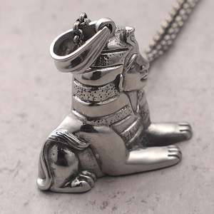 Collier pour homme avec pendentif tête de lion en acier inoxydable style vintage