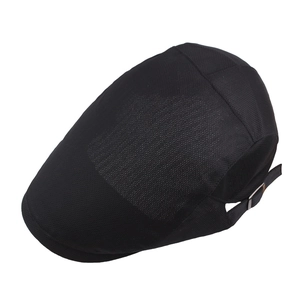 Béret en maille noire respirante avec sangle réglable pour protection solaire d'été