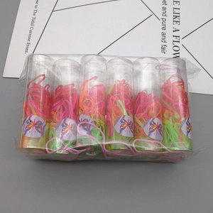 6-tube set of high-elasticity colorful hair bands for girls in portable plastic containers