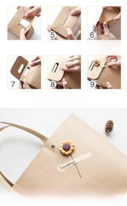 DIY assembly steps for vintage kraft gift bag with handles and dried flower decoration