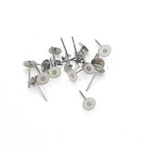 Stainless Steel Earring Posts With Butterfly Backs Flat Pad Stud Base DIY Jewelry Making Findings Accessories