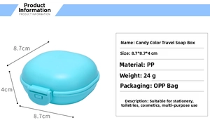 Detailed size specifications for the waterproof sky blue travel soap container with lid