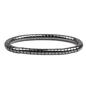 Polished faceted black hematite beaded snake bone bracelet for men and women