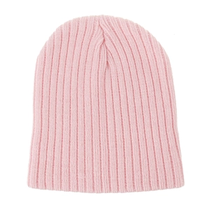 Bonnet en maille rose pour enfants, bonnet d'hiver chaud et souple en couleur unie