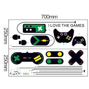 Macro layout of game controller wall stickers with dimensions 700mm by 250mm