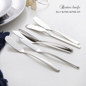 Stainless Steel Butter Knife Mirror Polished Jam Spreader Cheese Slicer Ergonomic Handle Minimalist Tableware Silver