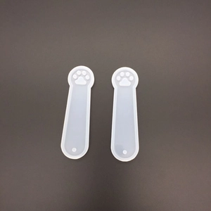 Detail of translucent cat paw silicone molds for DIY resin bookmarks and pendants