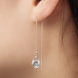 Boucles d'oreilles pendantes en argent avec zircon en forme de goutte d'eau
