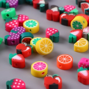Polymer Clay Fruit Slices Beads Perforated Colorful Handmade For DIY Bracelet Necklace Jewelry Making Accessories