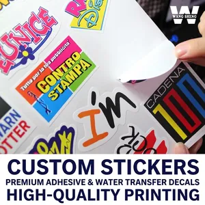 Custom waterproof adhesive stickers with various creative cartoon logo label designs