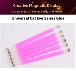 Lot de 6 stylos magnétiques roses à double embout pour nail art œil de chat