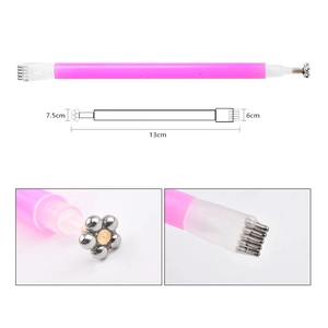 Outil magnétique double embout pour nail art cat eye avec têtes prune et rectangulaire