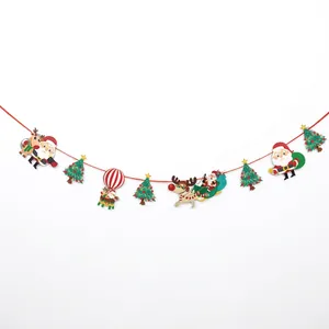 Detail showing Santa and Reindeer glitter paper bunting with 3M line length