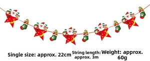 Detail of 3m Christmas paper garland showing Santa Claus and snowman banner elements