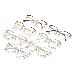 Modern cat-eye metal eyeglasses frames in multiple colors for blue light blocking