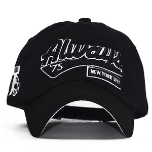 Casquette de baseball en coton noir avec broderie 3D blanche Always 75 New York