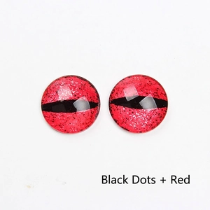 Macro detail of 8-12mm red glass dragon eye cabochons for DIY jewelry making