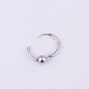 Korean style silver stainless steel hoop earring with sliding bead for men and women