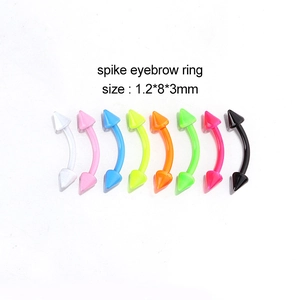 Classic 1.2*8*3mm stainless steel spike eyebrow rings in eight vibrant neon lacquer colors