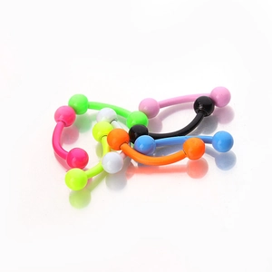 Classic curved barbells set in neon colors for eyebrow and body piercing jewelry