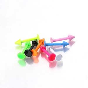 Neon mixed color stainless steel cone lip rings and body piercing studs collection