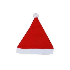 Classic red Christmas hat with white plush trim and pompom on a plain white background