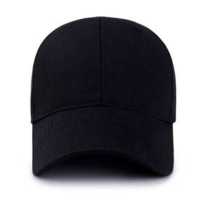 Minimalist black cotton baseball cap with side letter embroidery and curved brim