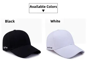 Close-up of side Grl Pwr embroidery on black and white cotton baseball caps