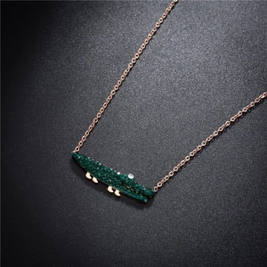Collier Pendentif Crocodile Acier Inoxydable Strass Verts Plaqué Or Rose Bijoux Animaux Pour Femmes