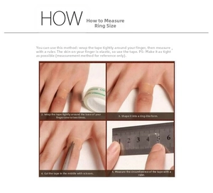 Step-by-step guide showing how to measure finger size for a heart bow zircon ring