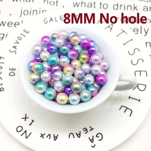 8mm iridescent mermaid non-perforated pearls for DIY jewelry and crafts in white cup