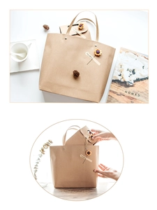 Vintage kraft paper gift bags with handles and sunflower accents in two sizes