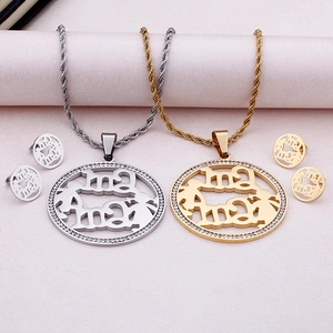 Mama letter necklace and earring set in gold and silver finish for Mother's Day gift