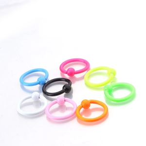 Neon painted stainless steel BCR captive bead rings in mixed colors for body piercing