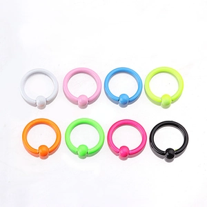 Captive Bead Ring BCR Body Piercing Jewelry Stainless Steel Neon Colorful Lacquer Coated Nose Lip Ear Hoop Unisex
