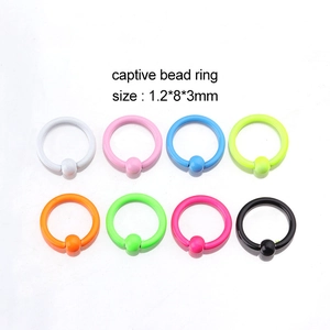 Neon stainless steel captive bead rings set in 8 colors and 1.2x8x3mm size for body piercing