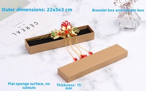 Rectangular kraft paper jewelry box for bracelets with 15mm thick black sponge liner