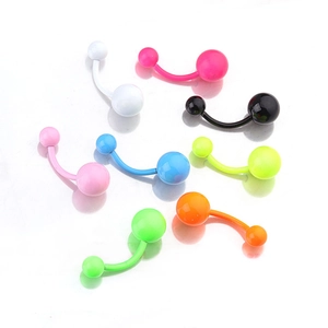 Vibrant neon painted stainless steel belly button rings in seven assorted bright colors